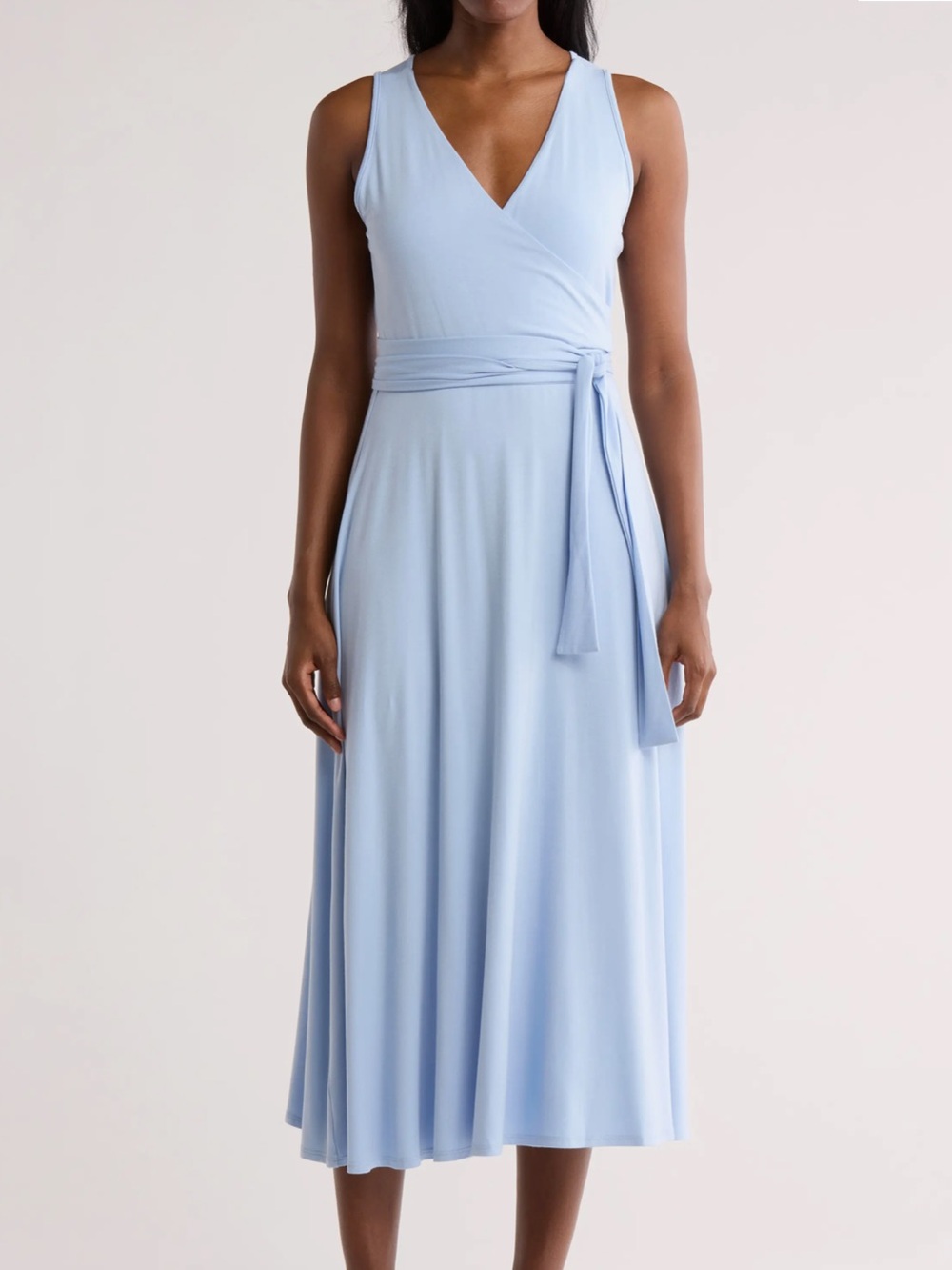 Elhoffer Essentials Powder Blue Sleeveless Wrap Midi Dress